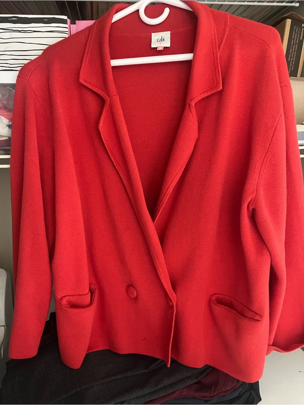 Red CAbi sweater blazer size large